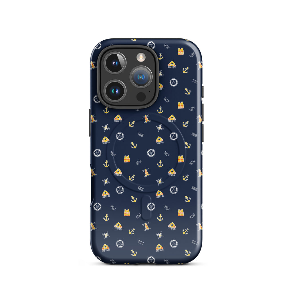 Phone case with safety at sea nautical pattern life raft, life ring