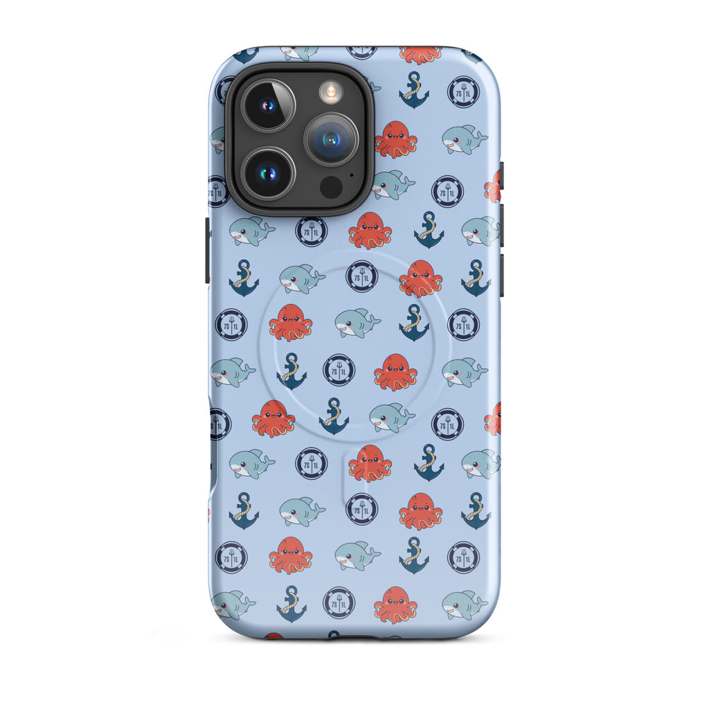 Cute baby octopus design on 7SHORT1LONG® MagSafe tough iPhone case for iPhone 16 Pro Max, glossy ocean-themed phone protection.