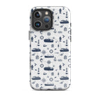 Glossy MagSafe Tough Case for iPhone 16 Pro Max featuring a seafarer-themed container ship design by 7SHORT1LONG®.