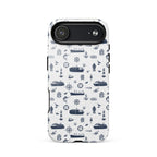Glossy MagSafe tough iPhone 17 case with seafarer container ship design by 7SHORT1LONG®.
