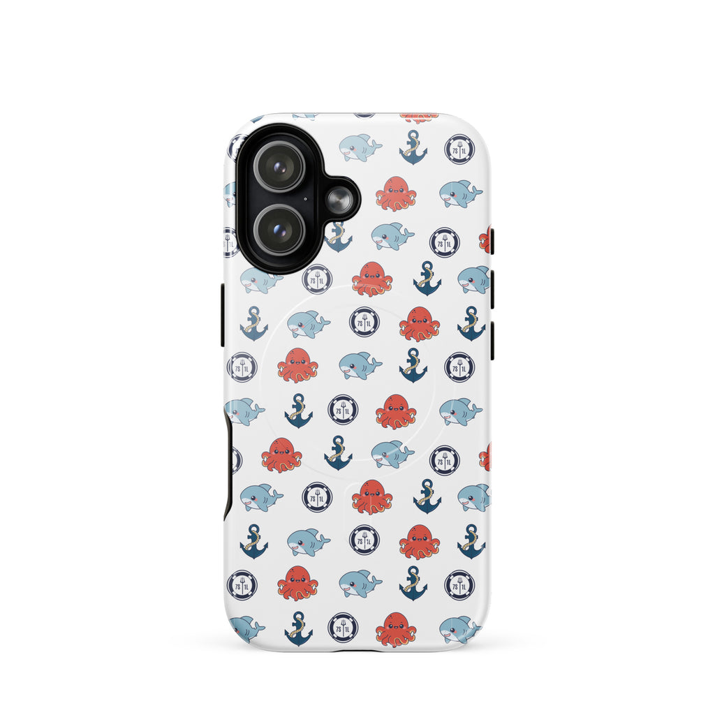 Cute Ocean Party iPhone Case throws playful ocean vibes into your day. With a sweet pattern of baby sharks and baby octopuses, plus some light nautical bits.