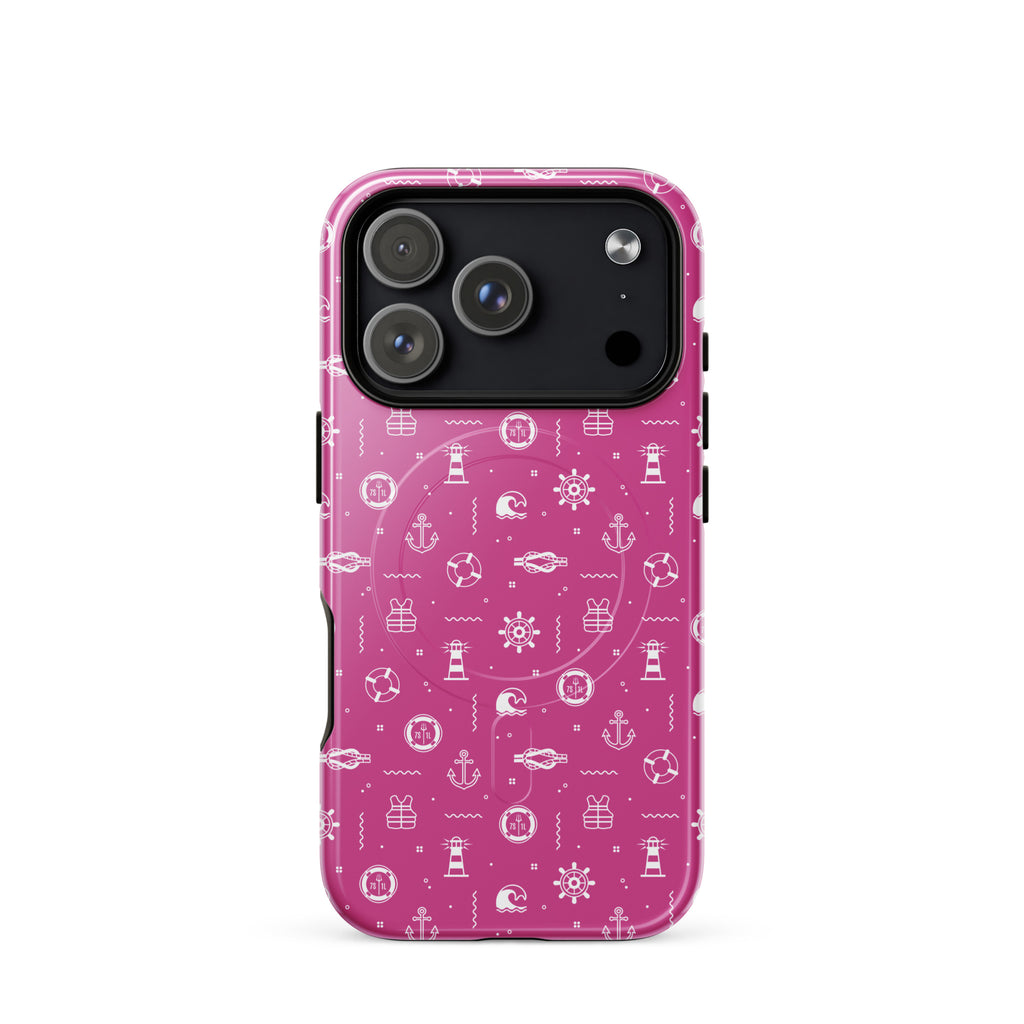 Glossy Anchor & Lighthouse Nautical MagSafe iPhone case by 7SHORT1LONG® on iPhone 17 Pro, featuring maritime design and durable protection.