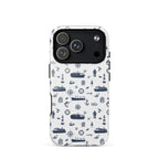 Glossy MagSafe iPhone 17 Pro case with seafarer container ship design by 7SHORT1LONG®, showcasing a durable protective cover.