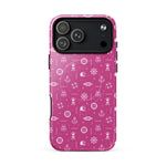 iPhone case with a pink background and white nautical maritime design 