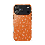 Phone case with maritime pattern on an orange background