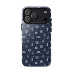 Phone case with nautical pattern on a white background