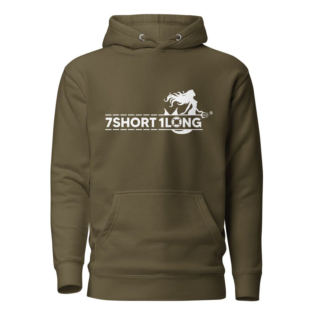 Maritime Mermaid Cruise Ship Hoodie by 7SHORT1LONG® featuring a nautical mermaid design on a cozy sweatshirt.
