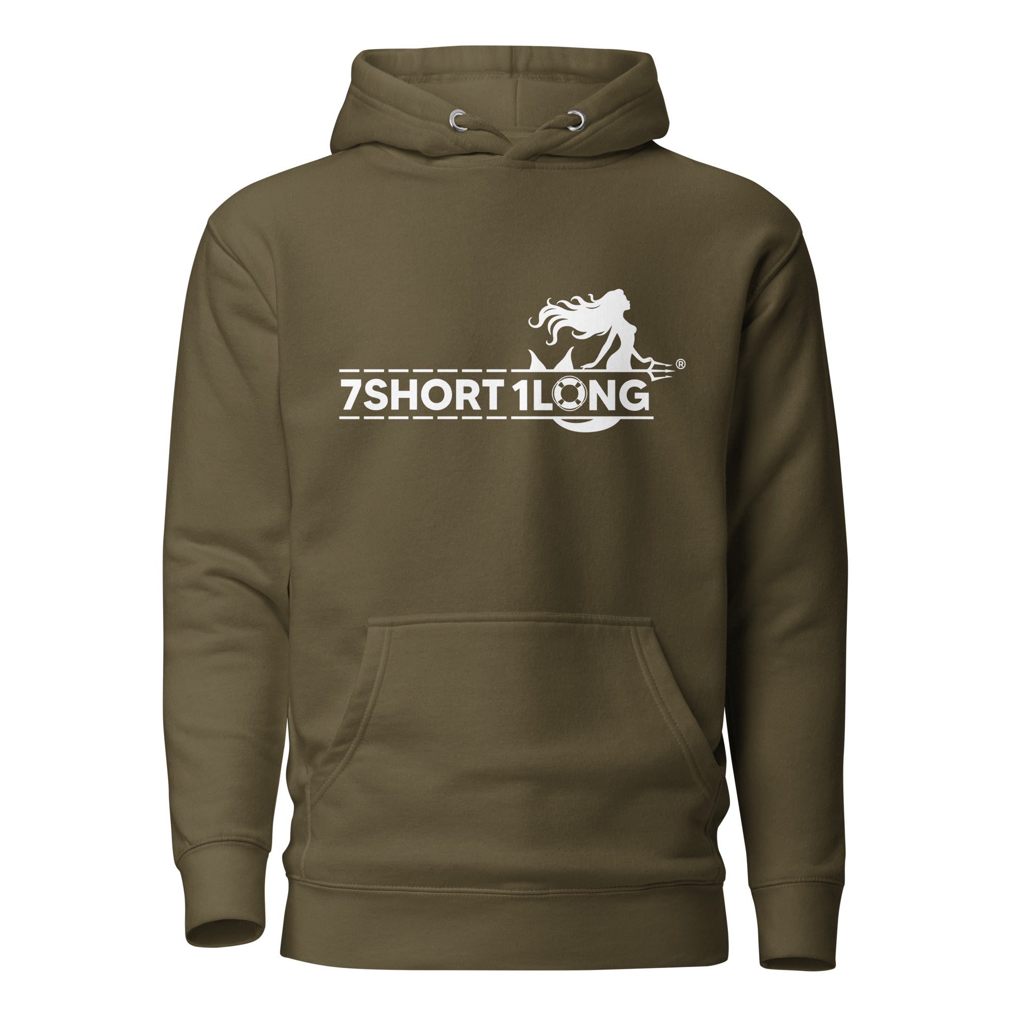 Maritime Mermaid Cruise Ship Hoodie by 7SHORT1LONG® featuring a nautical mermaid design on a cozy sweatshirt.