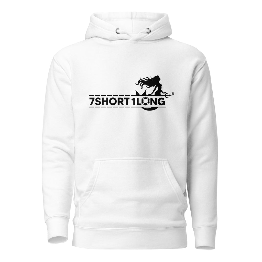 Nautical hoodie featuring a mermaid and cruise ship design, styled by 7SHORT1LONG® for trendy maritime-inspired apparel.