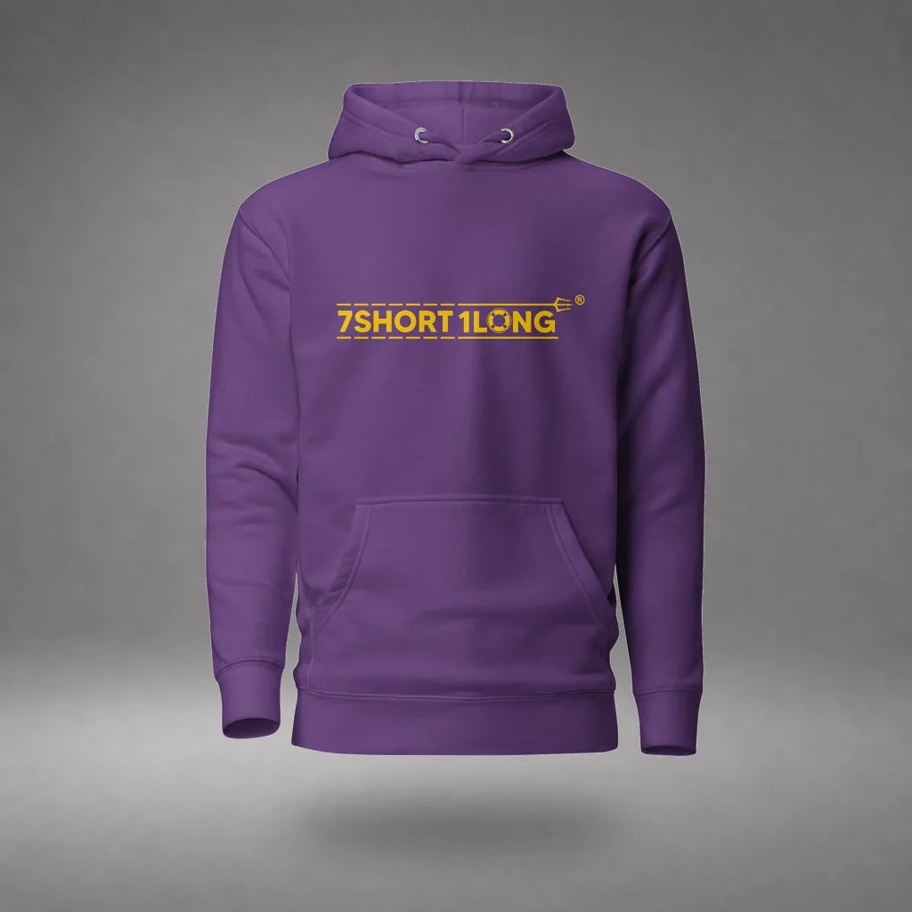 Myanmar Sailor Hoodie in Purple, front view, floating over a gray studio floor.