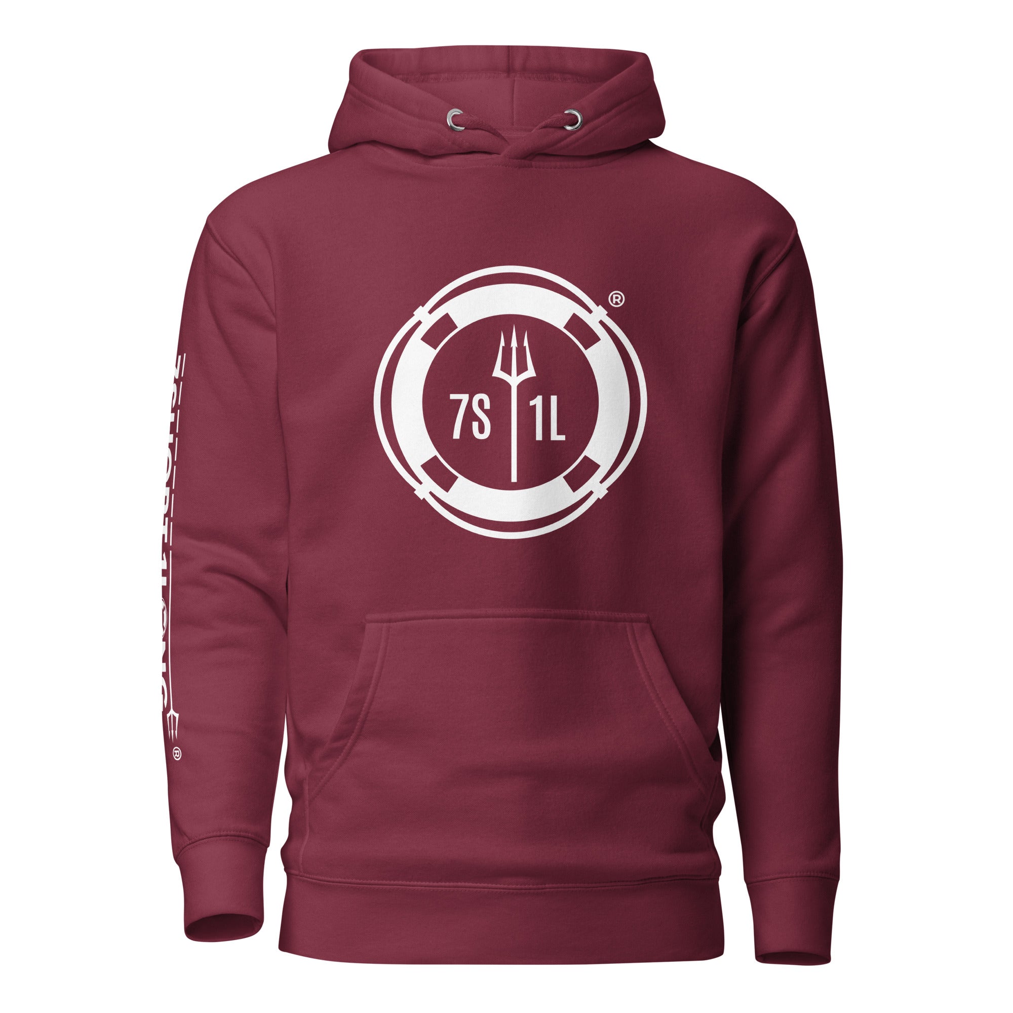 7SHORT1LONG® Sign On Sign Off Crew Hoodie with nautical life ring design, featuring a comfortable hooded sweatshirt for crew members.