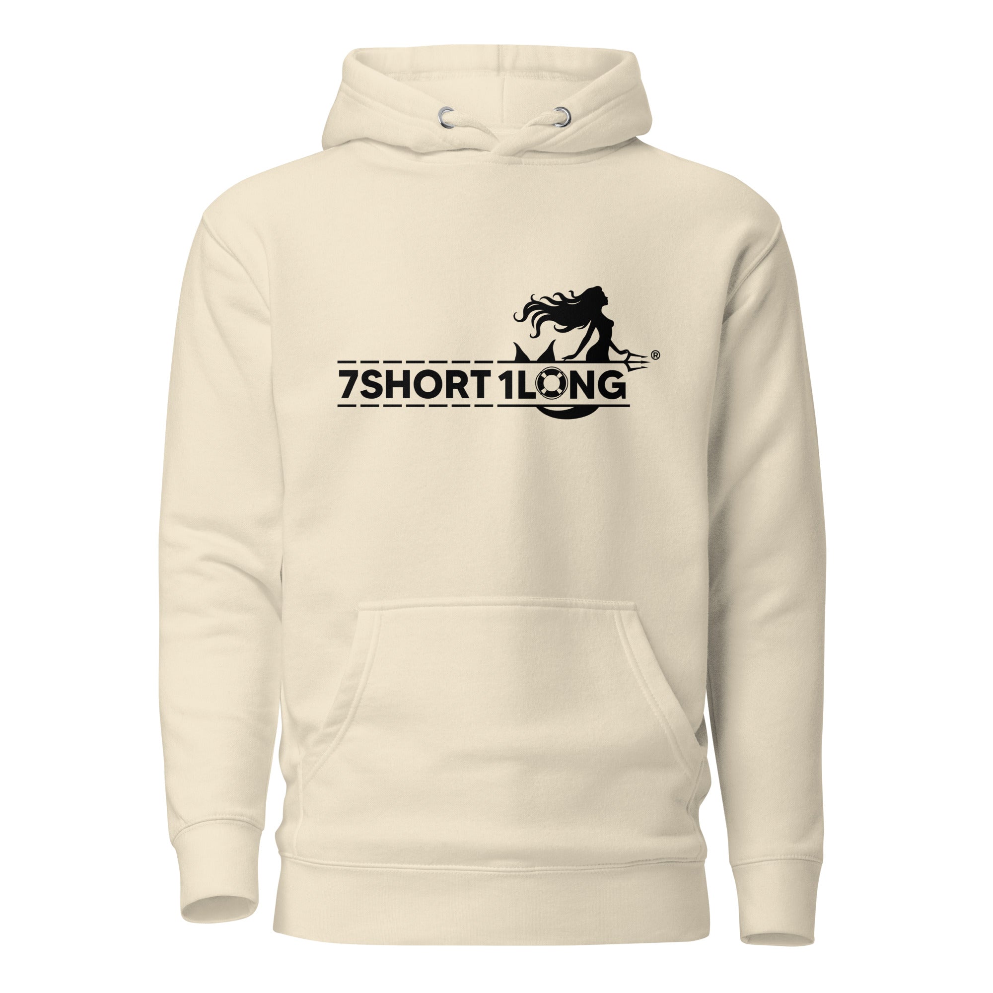 Nautical-themed Mermaid Cruise Ship Hoodie by 7SHORT1LONG® featuring a mermaid and cruise ship design on soft fabric.