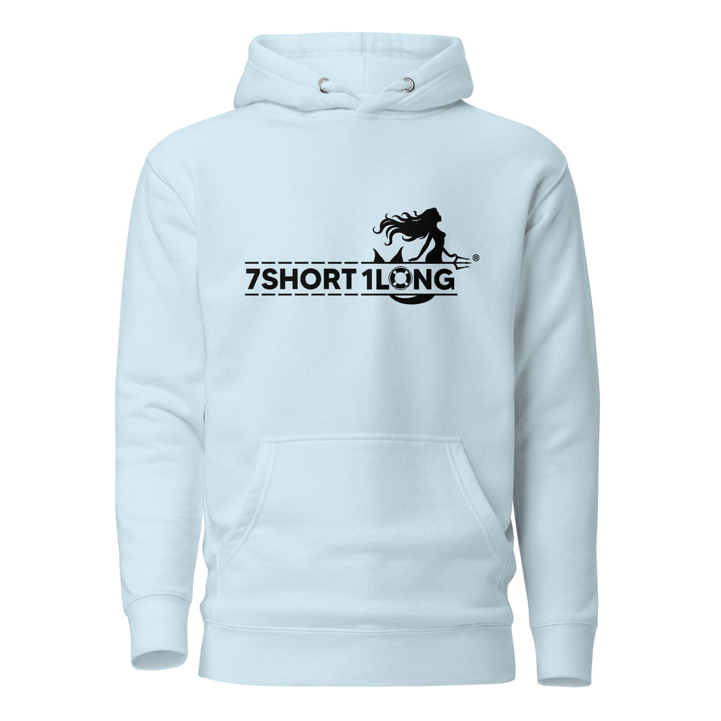 Ocean-themed Mermaid Cruise Ship Hoodie by 7SHORT1LONG® featuring a colorful mermaid and cruise ship design on soft fabric.