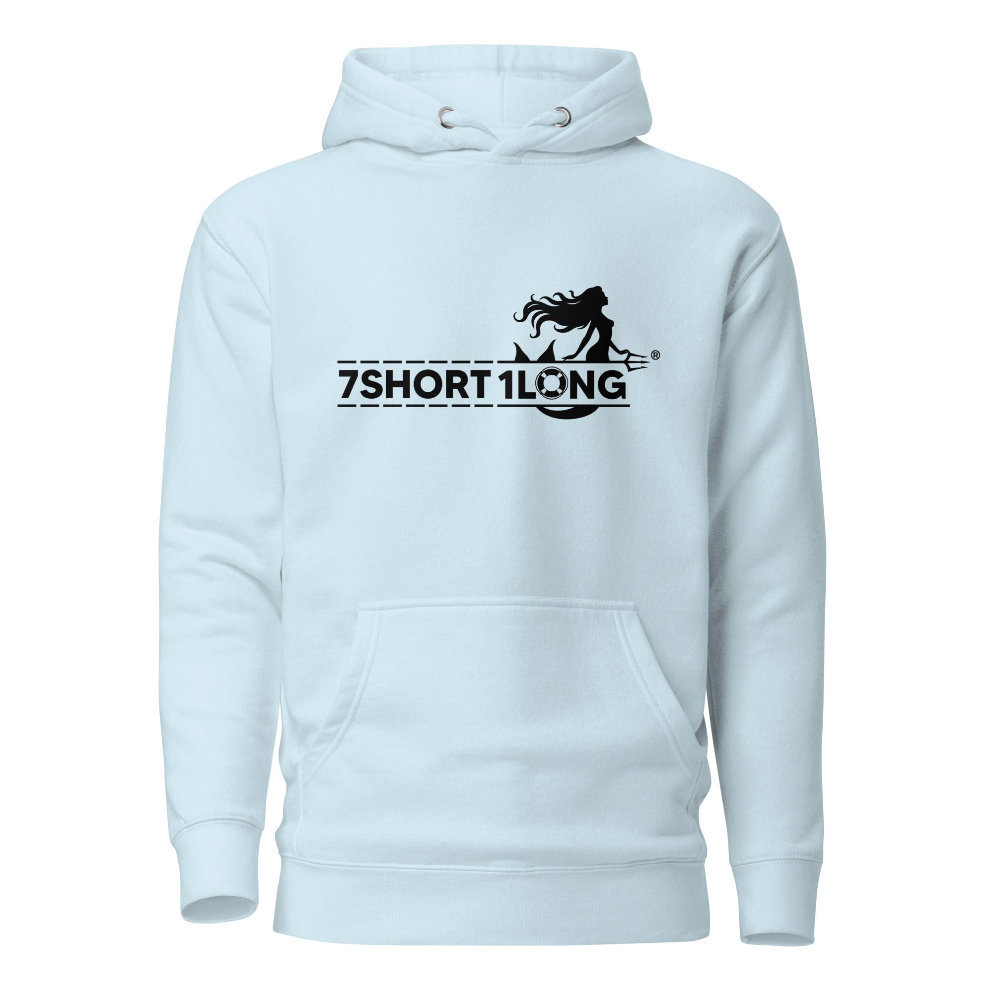 Ocean-themed Mermaid Cruise Ship Hoodie by 7SHORT1LONG® featuring a colorful mermaid and cruise ship design on soft fabric.