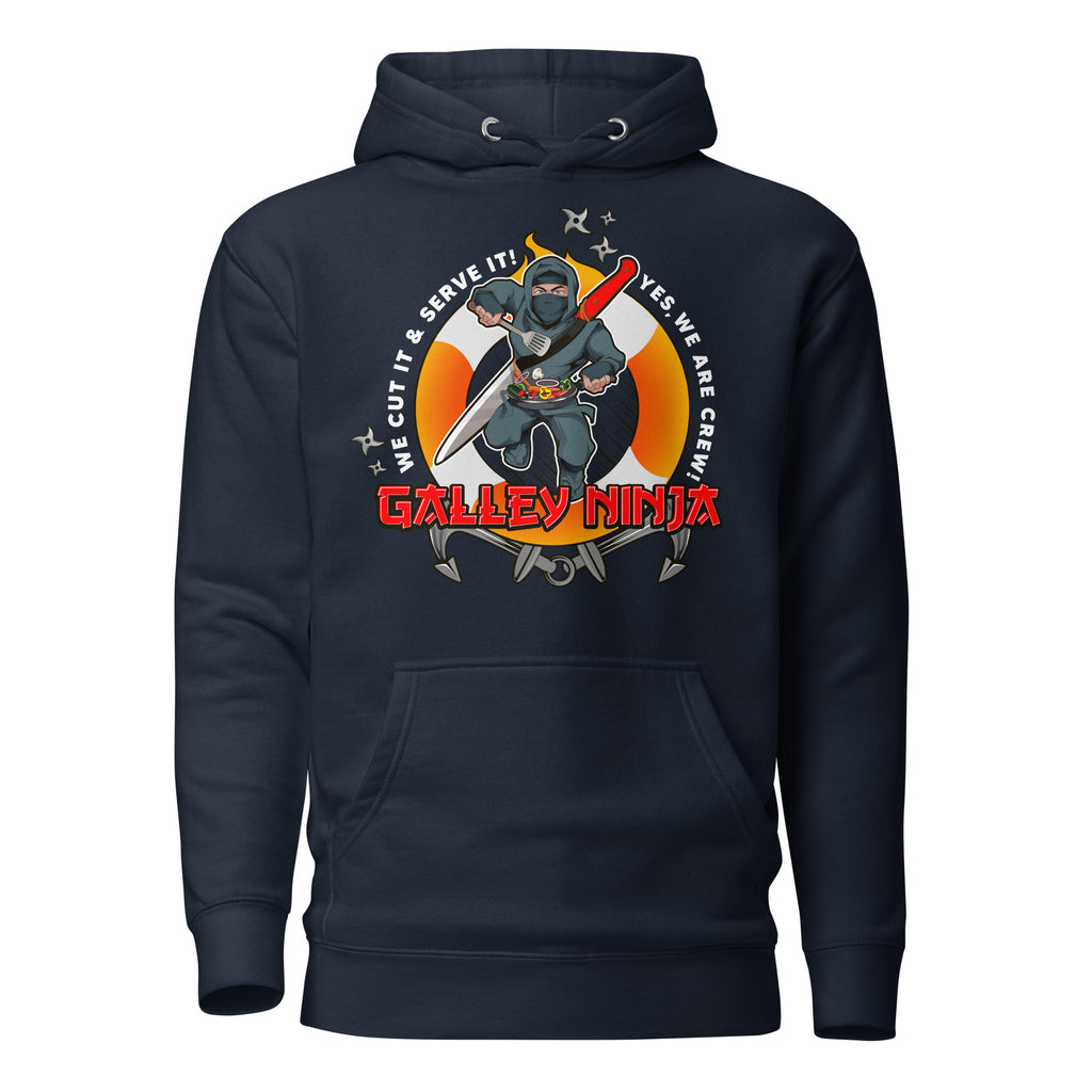 Offshore Galley Department Crew Hoodie by 7SHORT1LONG® featuring a navy blue crewneck with department logo embroidery.