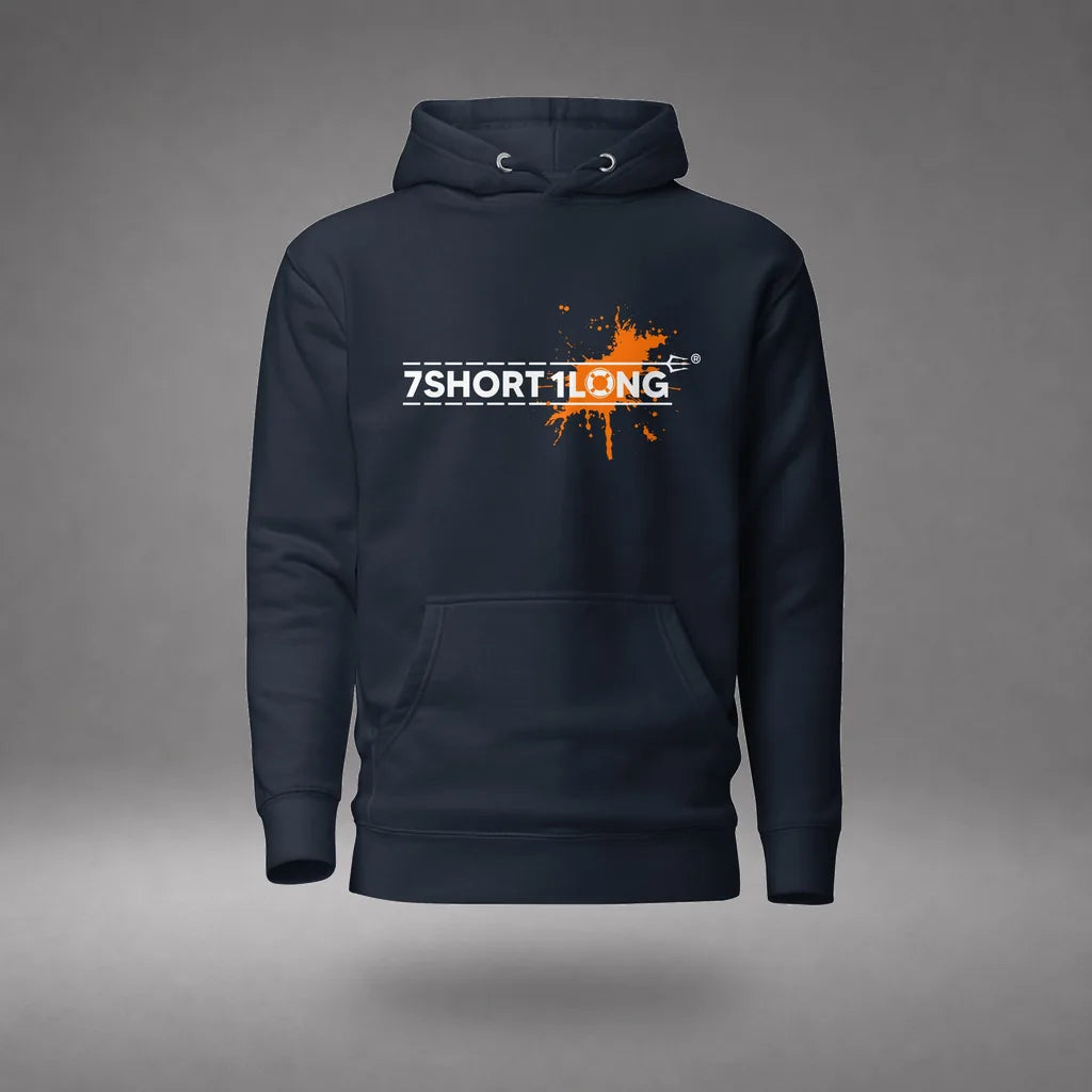 Safety at Sea Splash Graphic Hoodie in Navy Blazer, front view, floating over a gray studio floor.