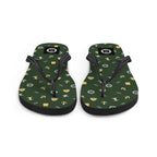 7SHORT1LONG® cruise ship nautical flip flops with ocean pattern and safety at sea symbols, featuring liferaft design.