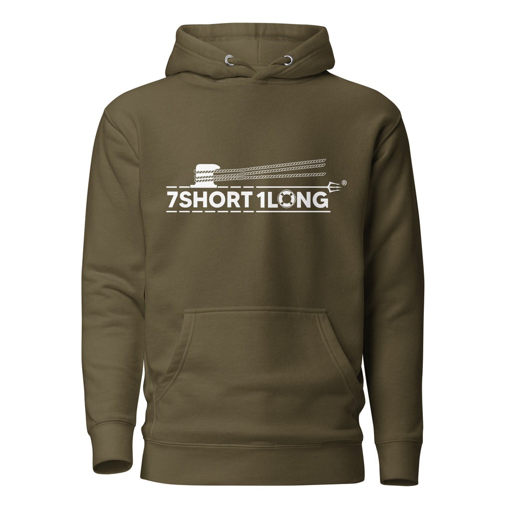 Maritime hoodie by 7SHORT1LONG® featuring a seafarer design and nautical rope pattern on a casual crewneck hoodie.