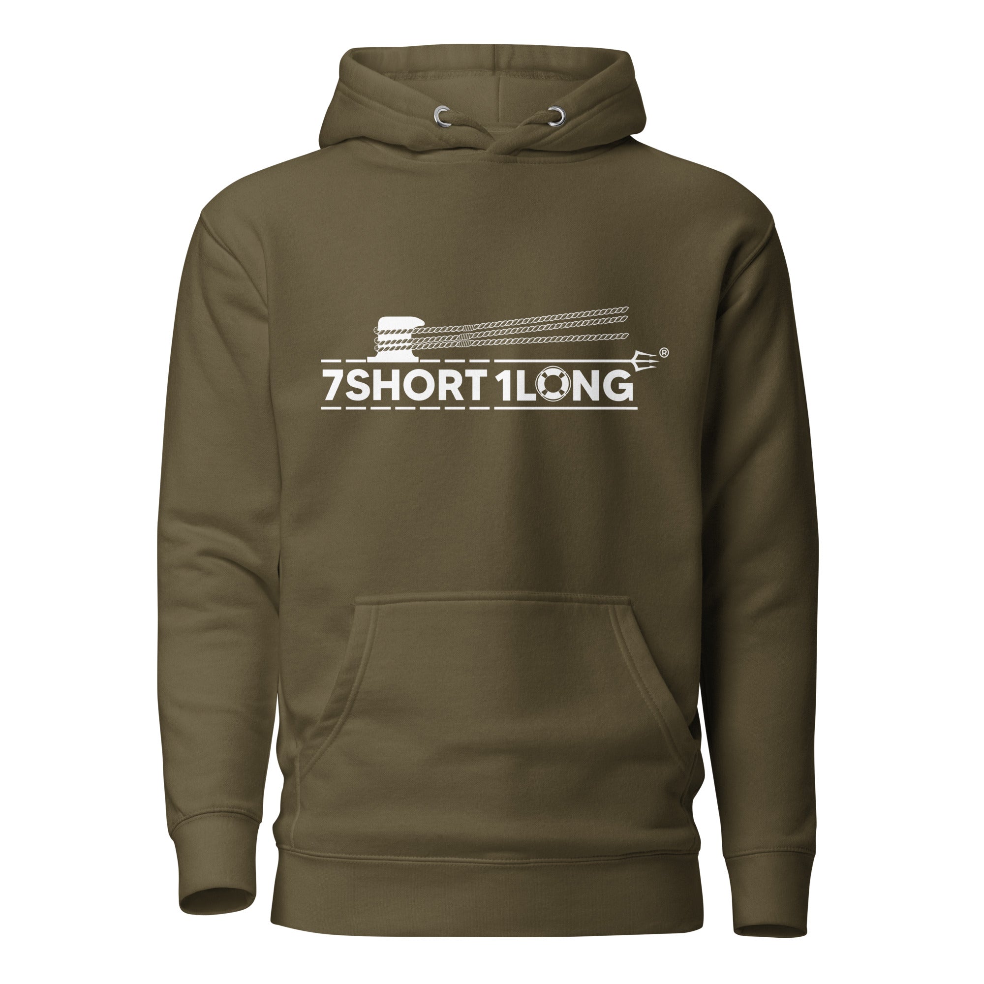 Maritime hoodie by 7SHORT1LONG® featuring a seafarer design and nautical rope pattern on a casual crewneck hoodie.