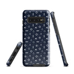 Samsung Phone case with a nautical pattern on a navy colored phone