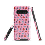 Samsung Case with baby shark, baby octopus pattern on pink background 