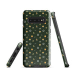 Samsung Case with solas regulation items and symbols on a green background