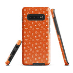 Samsung Tough case with maritime symbols like anchor, lifering and 7 short 1 long symbol orange color