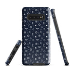 Samsung Phone case with a nautical pattern on a navy colored phone