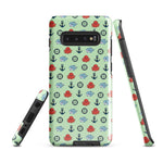 Samsung Case with baby shark, baby octopus pattern on ocean green background 