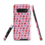 Samsung Case with baby shark, baby octopus pattern on pink background 