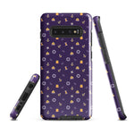 Samsung Case with solas regulation items and symbols on purple background