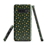 Samsung Case with solas regulation items and symbols on a green background