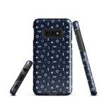 Samsung Phone case with a nautical pattern on a navy colored phone