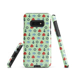 Samsung Case with baby shark, baby octopus pattern on ocean green background 