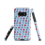 Samsung Case with baby shark, baby octopus pattern on sky blue background 