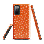 Samsung Tough case with maritime symbols like anchor, lifering and 7 short 1 long symbol orange color