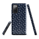Samsung Phone case with a nautical pattern on a navy colored phone