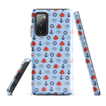 Samsung Case with baby shark, baby octopus pattern on sky blue background 