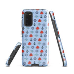 Samsung Case with baby shark, baby octopus pattern on sky blue background 