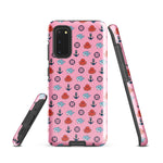 Samsung Case with baby shark, baby octopus pattern on pink background 