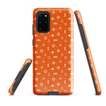 Samsung Tough case with maritime symbols like anchor, lifering and 7 short 1 long symbol orange color