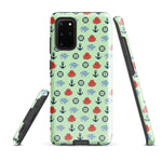 Samsung Case with baby shark, baby octopus pattern on ocean green background 