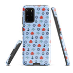 Samsung Case with baby shark, baby octopus pattern on sky blue background 