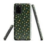 Samsung Case with solas regulation items and symbols on a green background