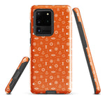 Samsung Tough case with maritime symbols like anchor, lifering and 7 short 1 long symbol orange color