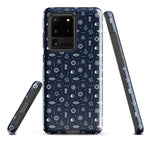 Samsung Phone case with a nautical pattern on a navy colored phone