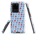 Samsung Case with baby shark, baby octopus pattern on sky blue background 