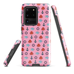 Samsung Case with baby shark, baby octopus pattern on pink background 