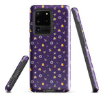 Samsung Case with solas regulation items and symbols on purple background