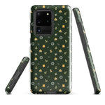 Samsung Case with solas regulation items and symbols on a green background